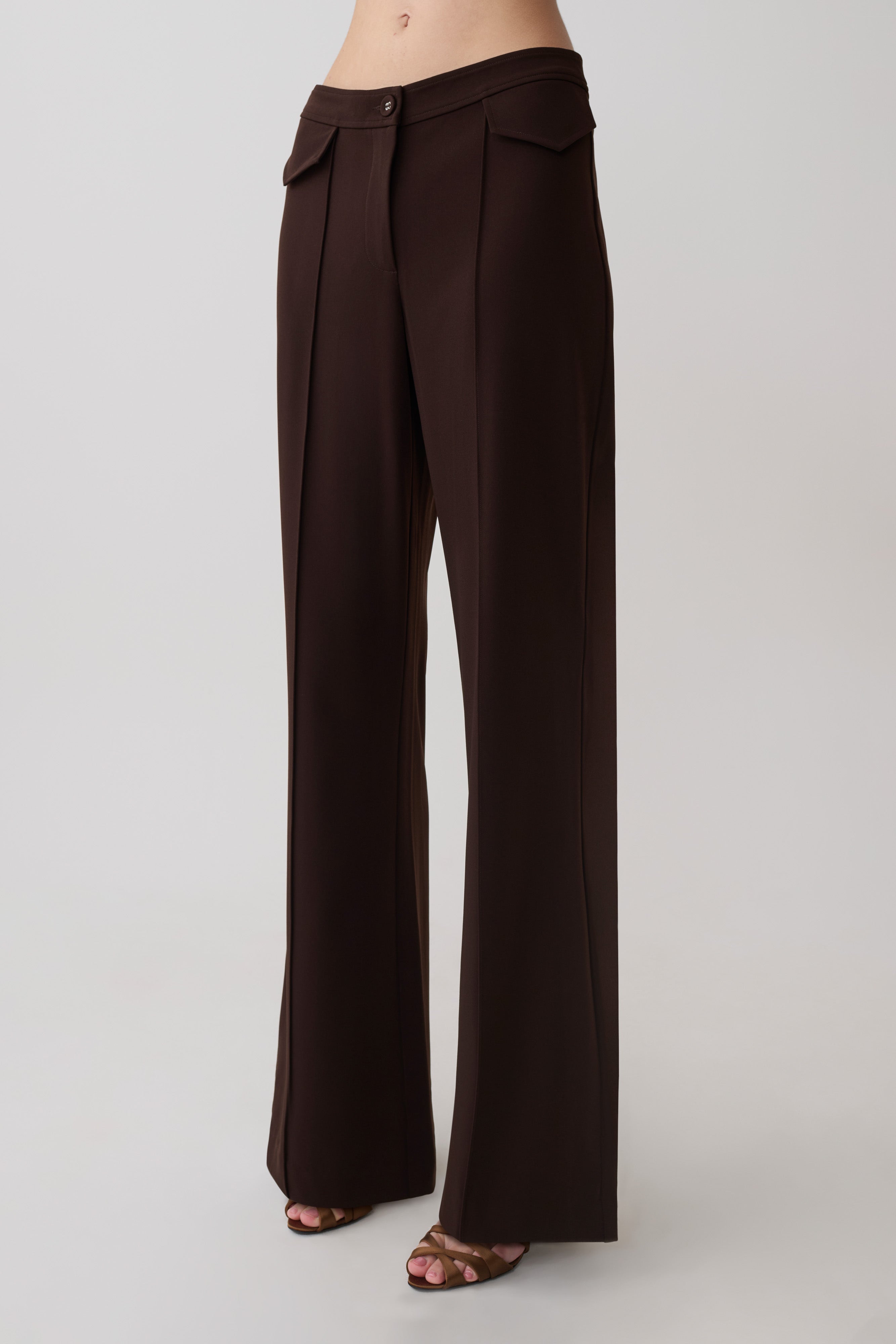 Darcie Fit And Flare Suiting Pants - Dark Chocolate