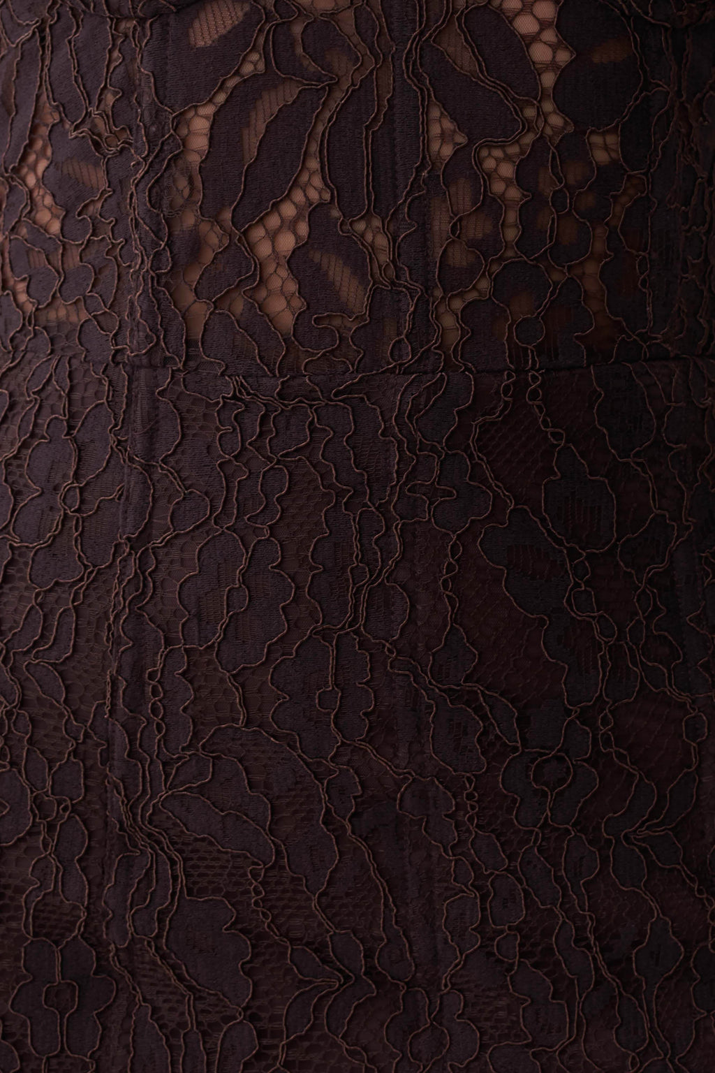 Ottilie Lace And Mesh Midi Dress - Dark Chocolate