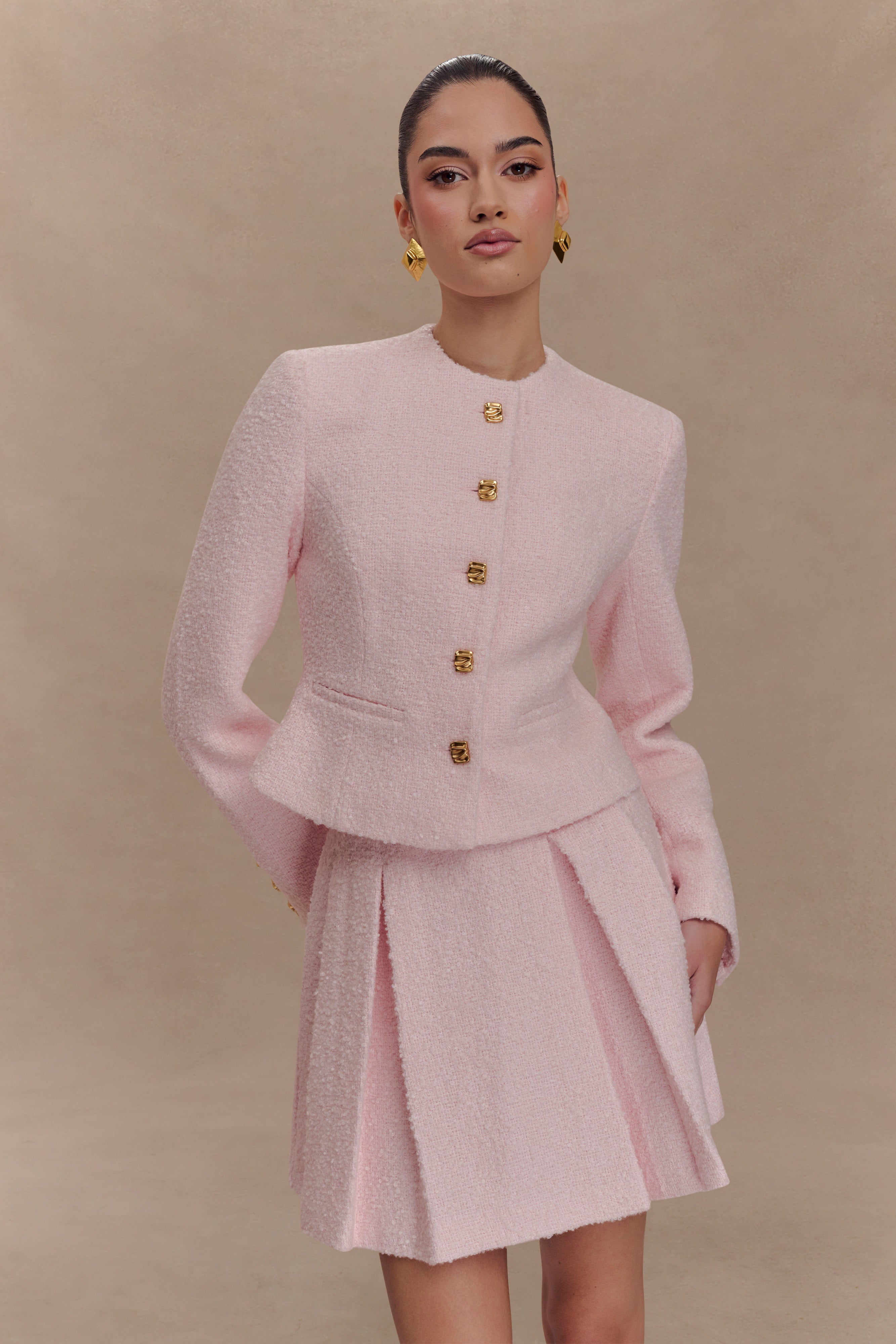 Cleo Boucle Mini Skirt - Powder Pink
