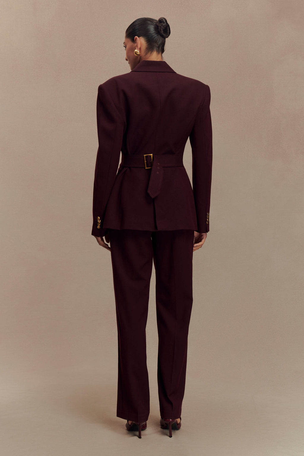 Penelope Pleated High Waisted Pants - Mahogany