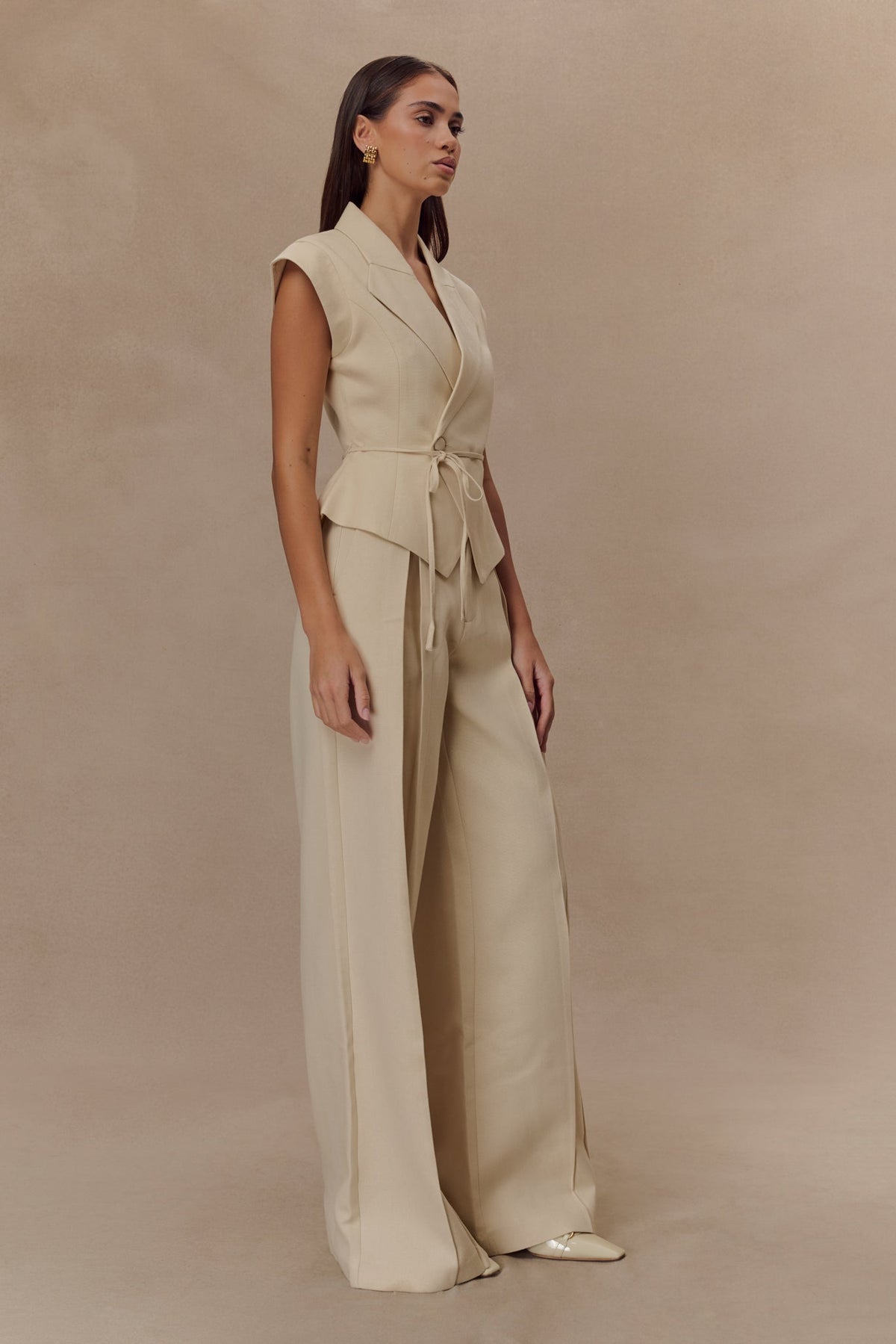 Andina Shortsleeve Linen Top - Natural Beige