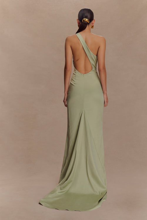Harper One Shoulder Gown - Sage