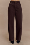 Mannon Mid Rise Denim Jeans - Chocolate