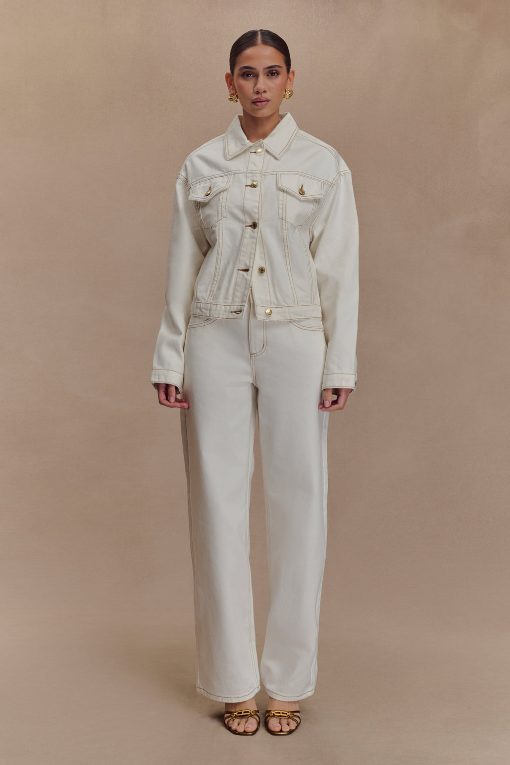 Kirra Cinched Denim Jacket - White