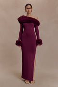 Karleigh Faux Fur Knit Maxi Dress - Plum