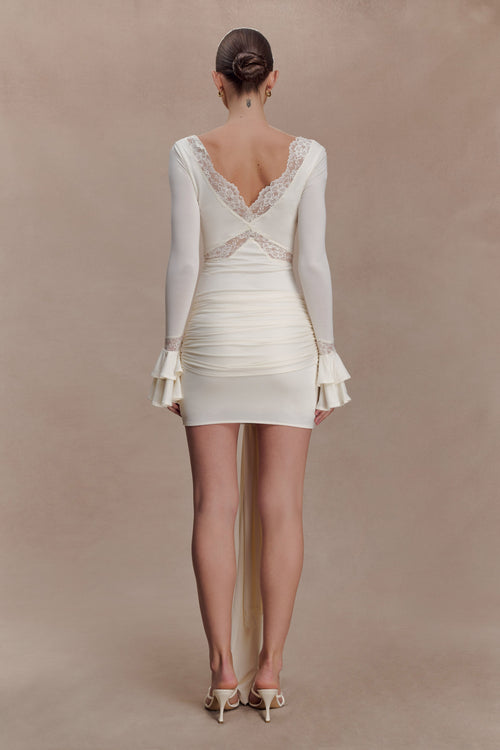 Electra Slinky Lace Mini Dress - Ivory