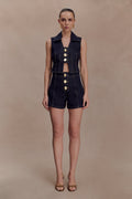 Demi High Waisted Denim Shorts - Washed Indigo Blue