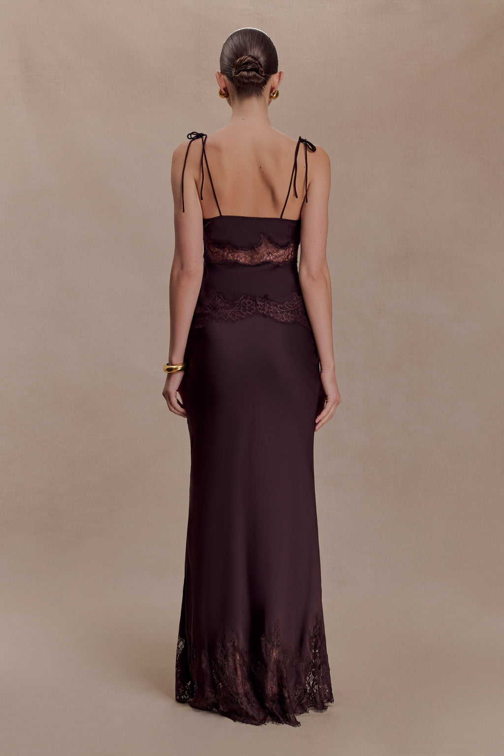Nina Satin And Lace Camisole - Chocolate