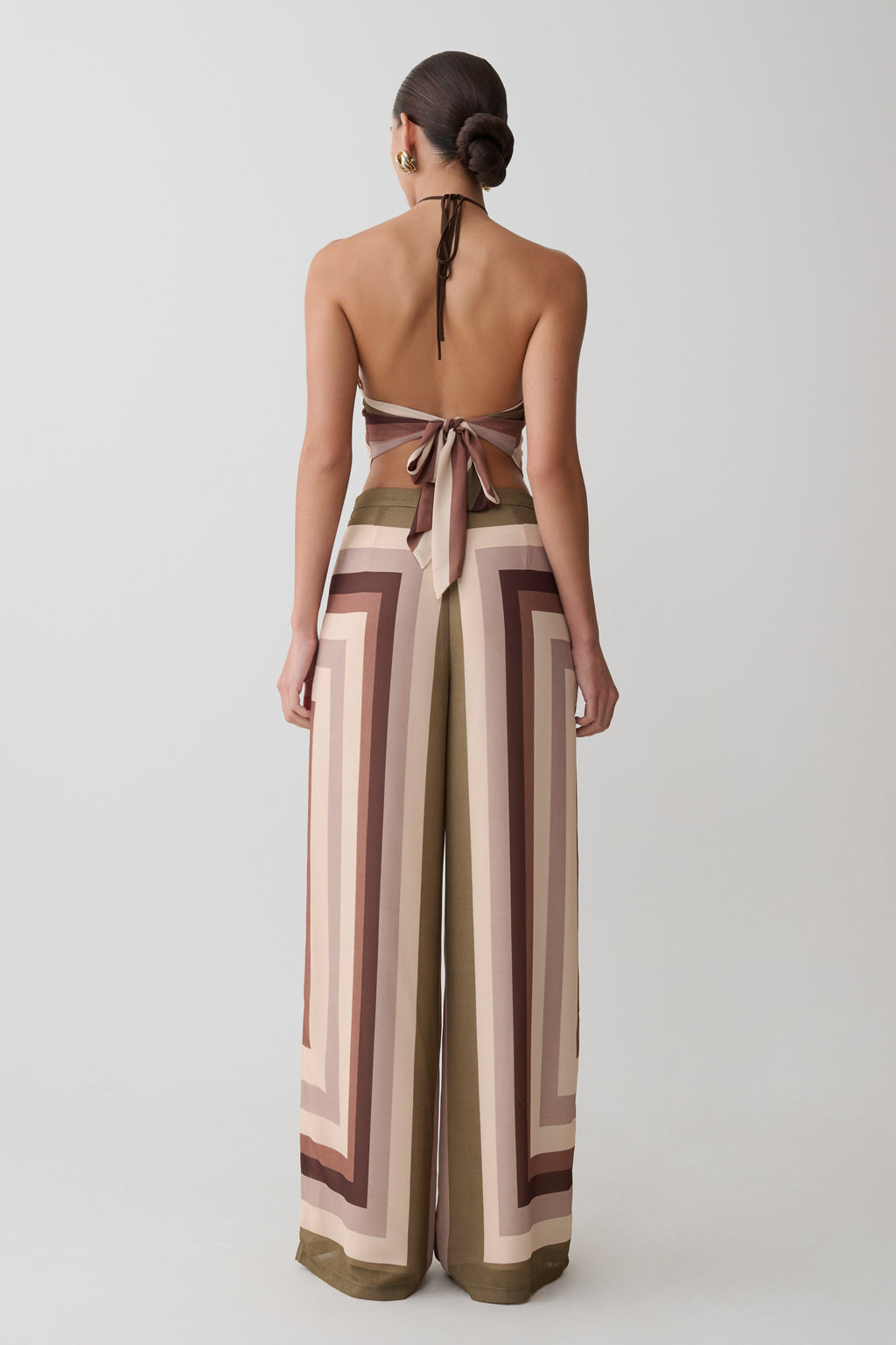 Thea Halter Chiffon Sleeveless Top - Multi Stripe