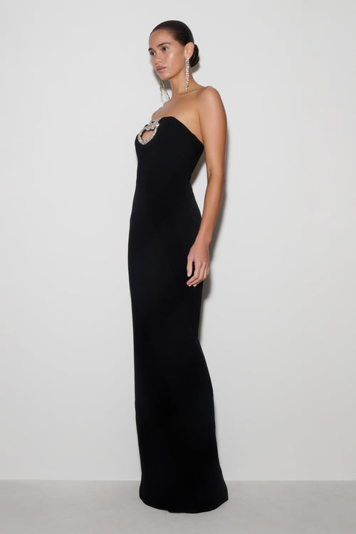 Hilda Embellished Strapless Maxi Dress - Black