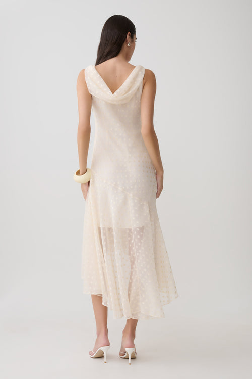Lilah Devore Midi Dress - Ivory