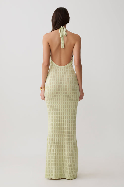 Hayley Halter Knit Maxi Dress - Seafoam