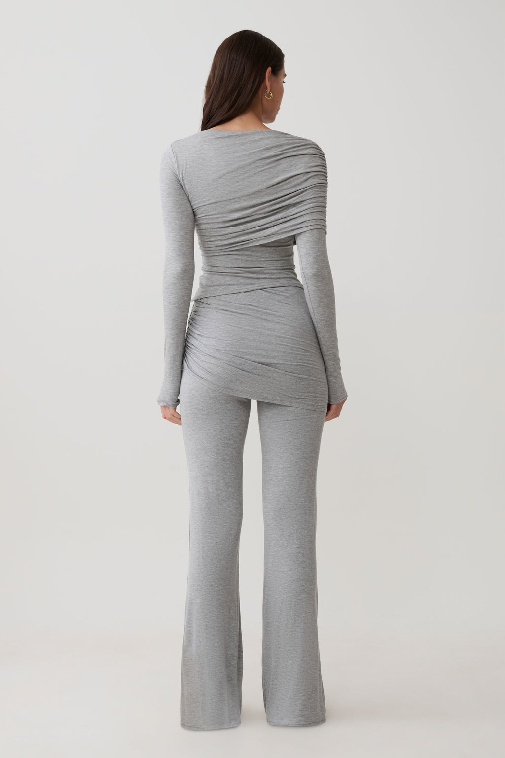 Keaton Modal Straight Leg Overlay Pant - Grey Marle