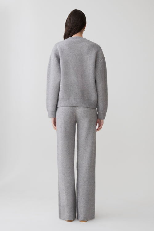 Evan Knit Wide Leg Pants - Grey Marle