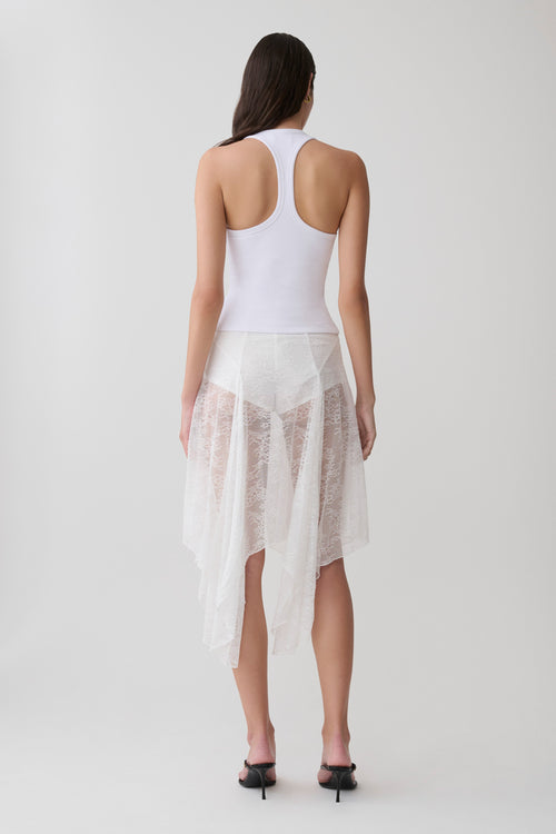 Haime Lace Hankie Midi Skirt - Ivory