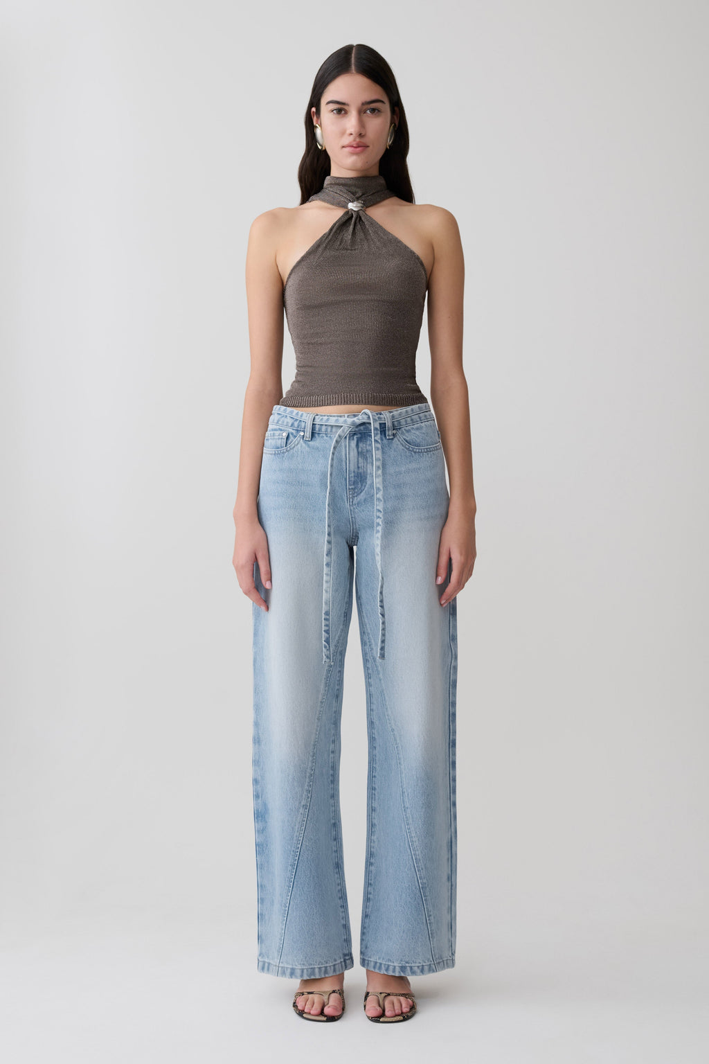 Nikki Lurex Top With Hardware - Gunmetal